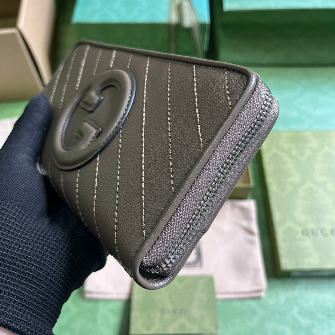Gucci Blondie zip-around wallet 760312 in dark green leather