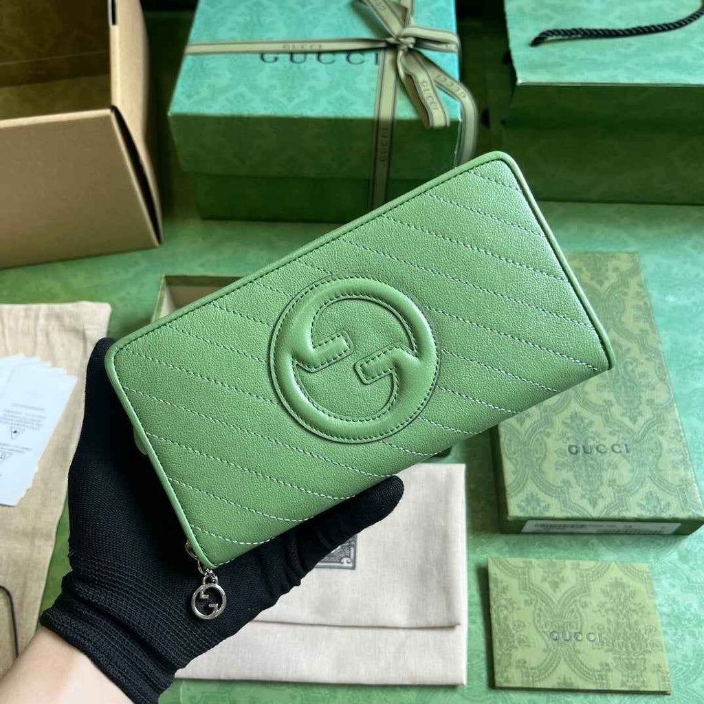 Gucci Blondie zip-around wallet 760312 in green leather
