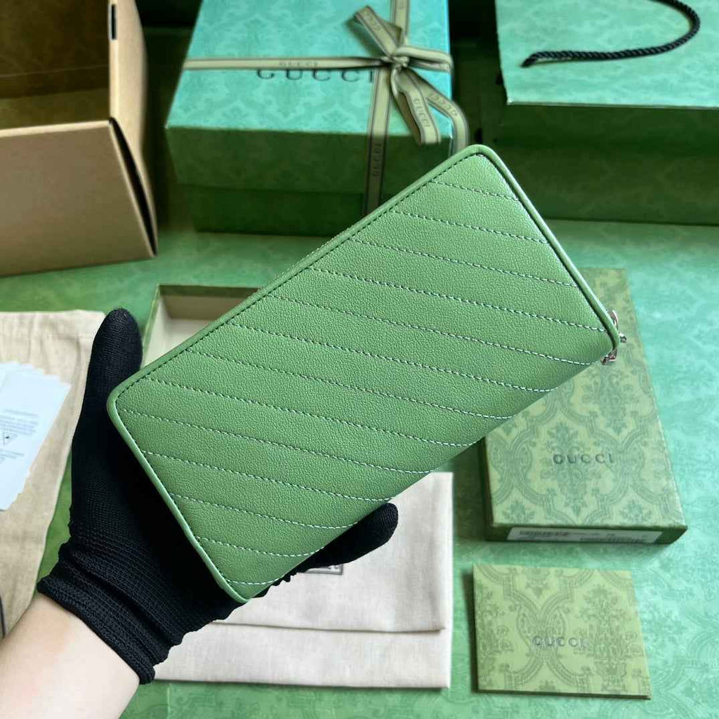 Gucci Blondie zip-around wallet 760312 in green leather