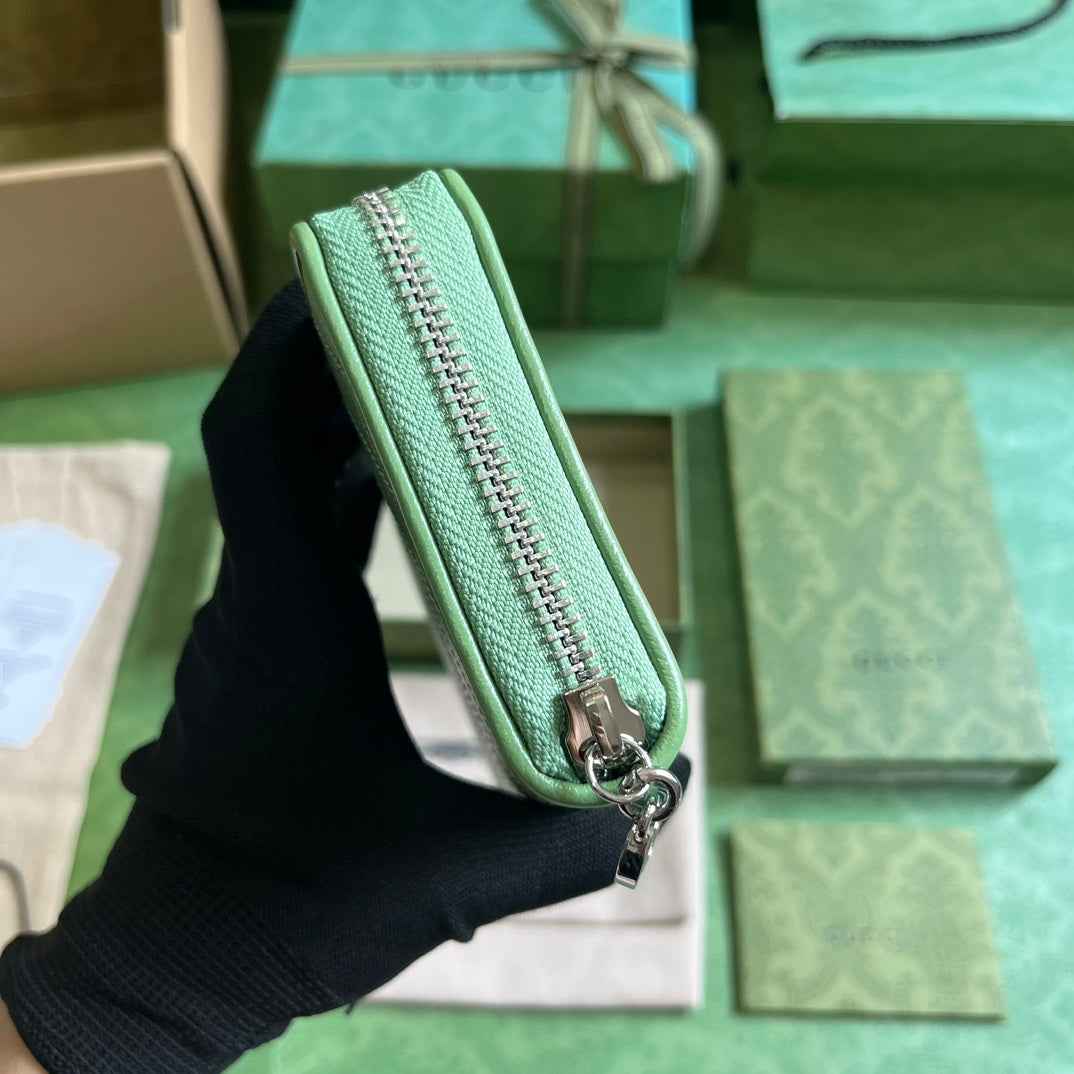 Gucci Blondie zip-around wallet 760312 in green leather