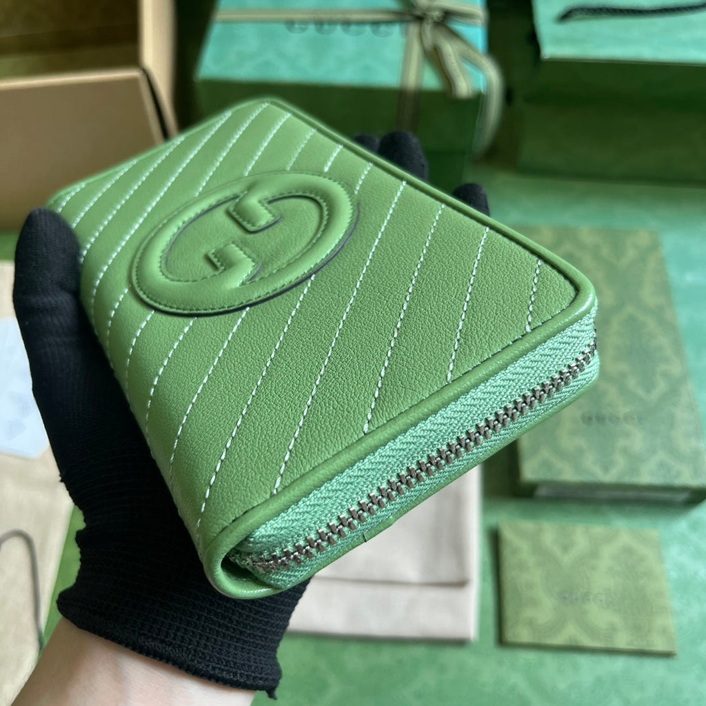 Gucci Blondie zip-around wallet 760312 in green leather