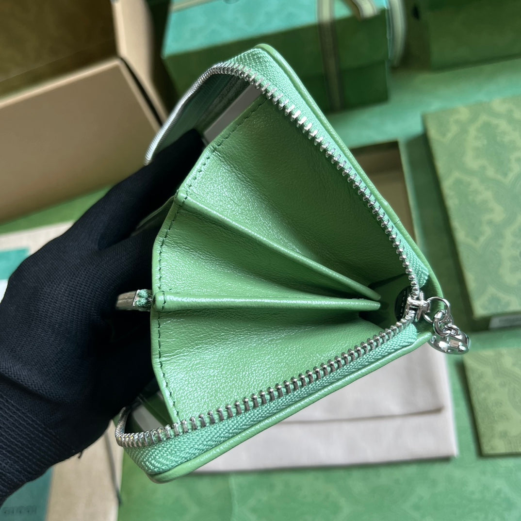 Gucci Blondie zip-around wallet 760312 in green leather