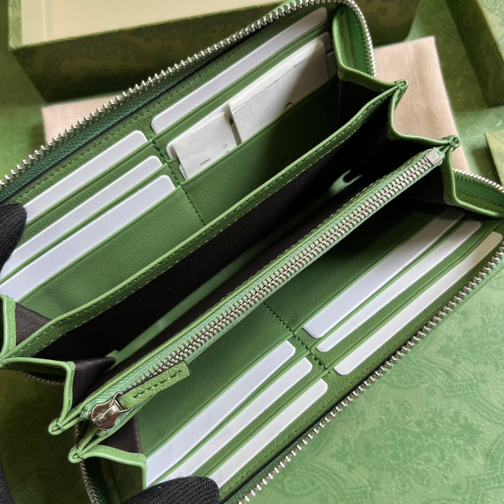 Gucci Blondie zip-around wallet 760312 in green leather