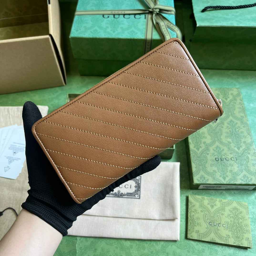 Gucci Blondie zip-around wallet 760312 in brown leather