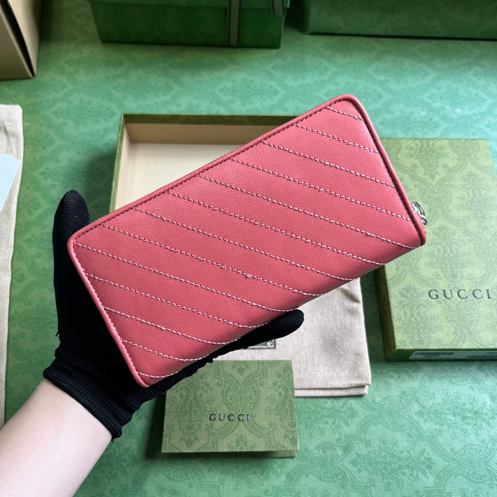 Gucci Blondie zip-around wallet 760312 in pink leather