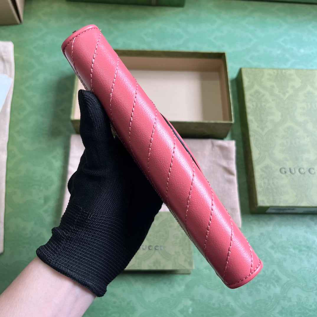 Gucci Blondie zip-around wallet 760312 in pink leather