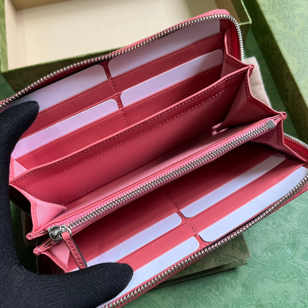 Gucci Blondie zip-around wallet 760312 in pink leather