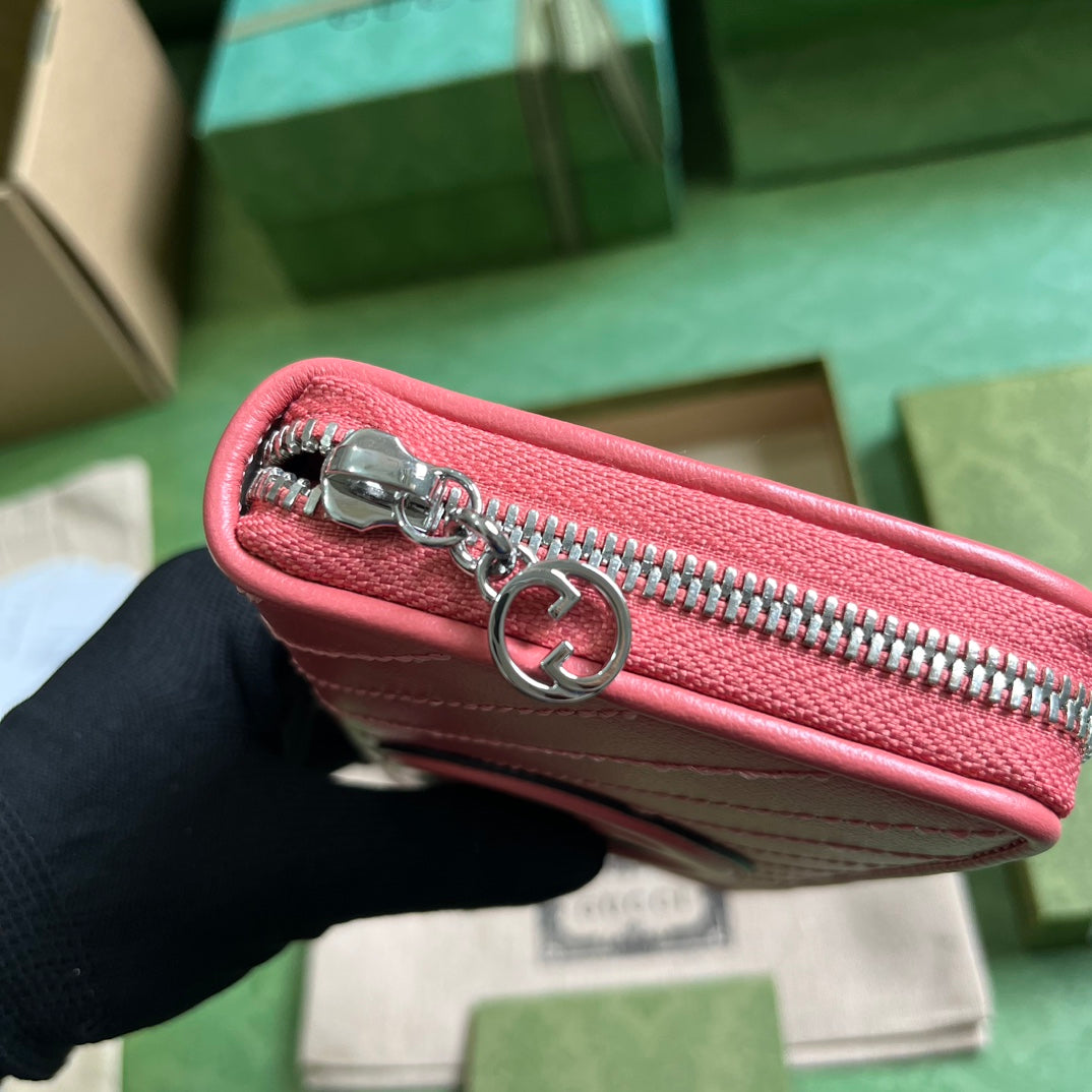 Gucci Blondie zip-around wallet 760312 in pink leather