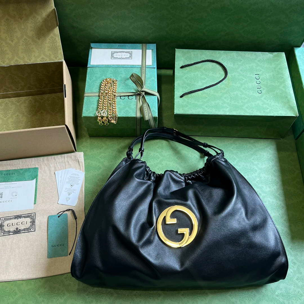 Gucci Deco medium tote bag in black leather 746210
