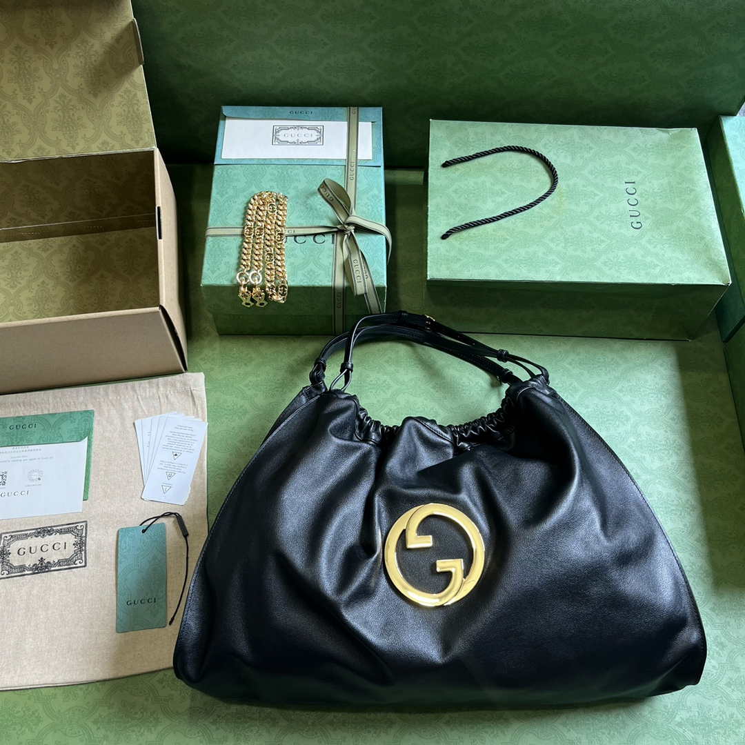 Gucci Deco medium tote bag in black leather 746210