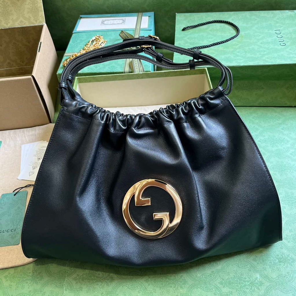 Gucci Deco medium tote bag in black leather 746210