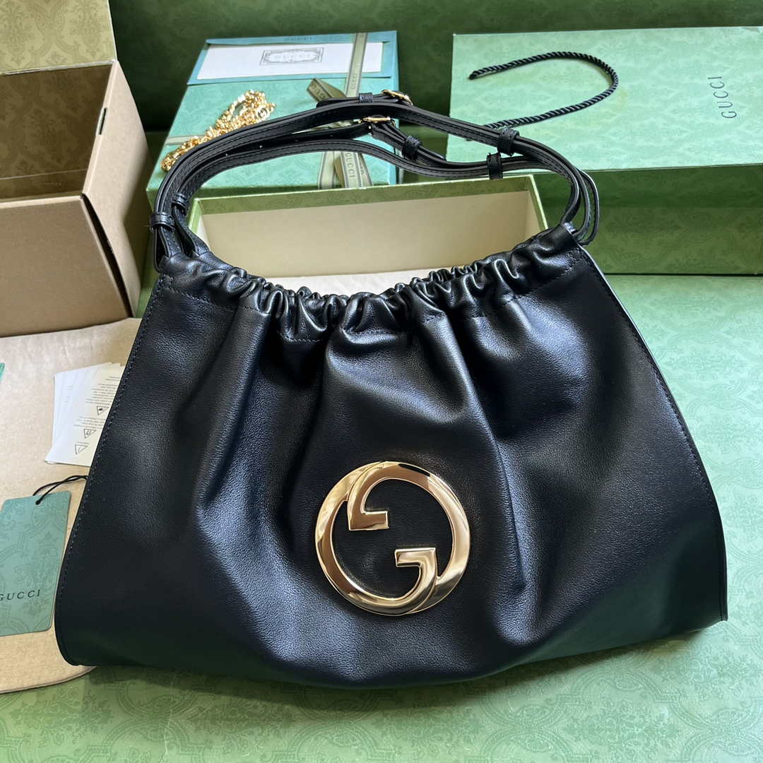 Gucci Deco medium tote bag in black leather 746210