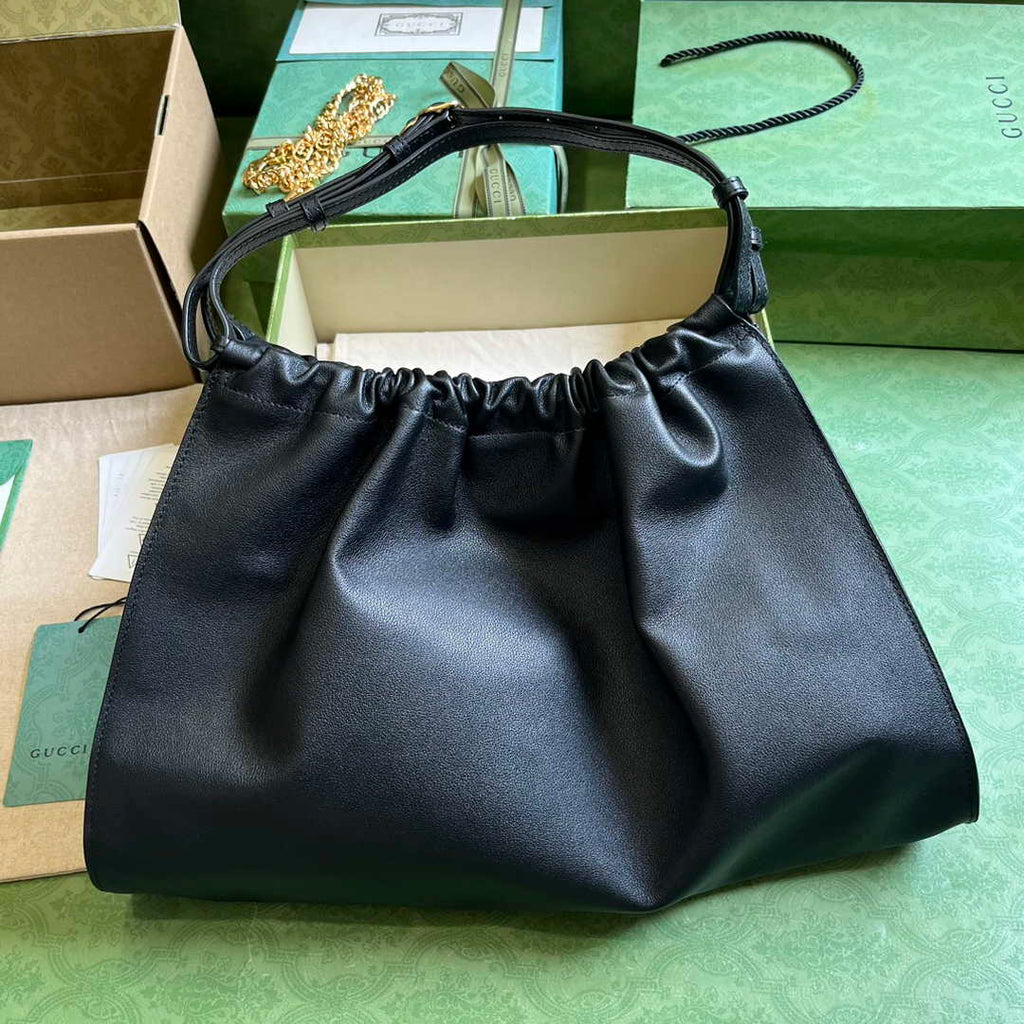 Gucci Deco medium tote bag in black leather 746210