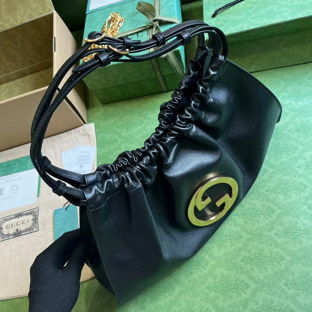 Gucci Deco medium tote bag in black leather 746210