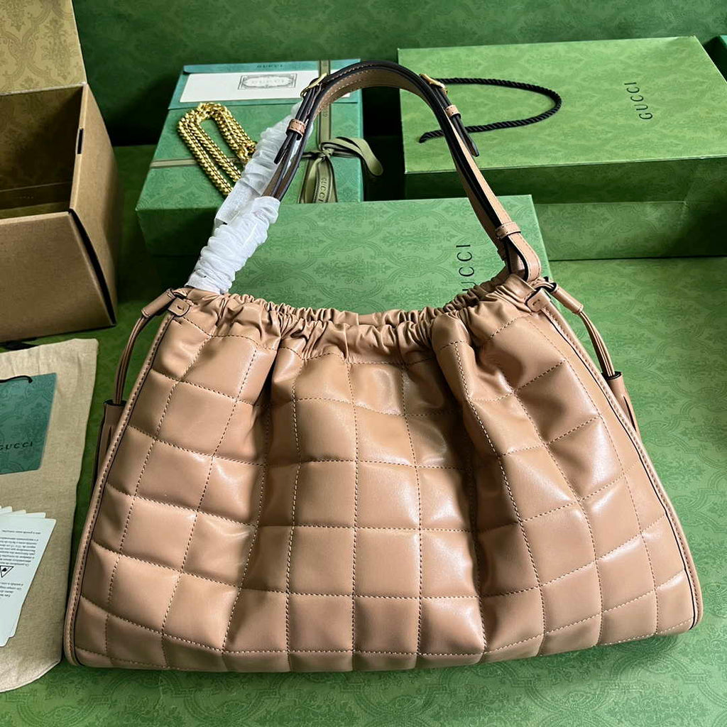 Gucci Deco medium tote bag in apricot leather 746210