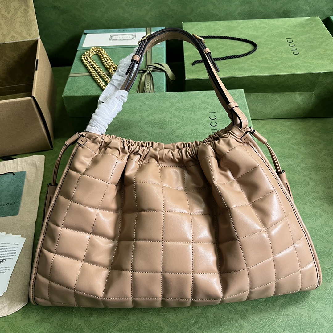 Gucci Deco medium tote bag in apricot leather 746210