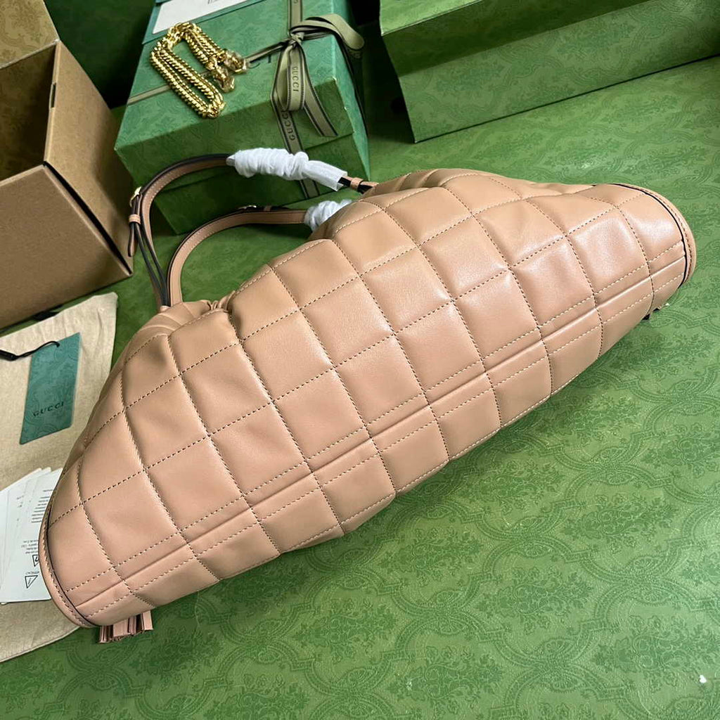 Gucci Deco medium tote bag in apricot leather 746210