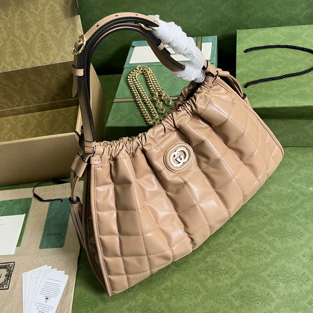 Gucci Deco medium tote bag in apricot leather 746210