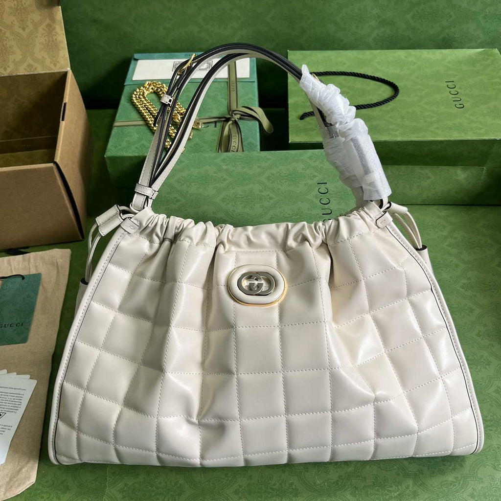 Gucci Deco medium tote bag in white leather 746210