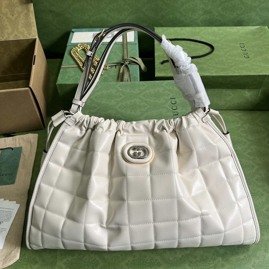 Gucci Deco medium tote bag in white leather 746210