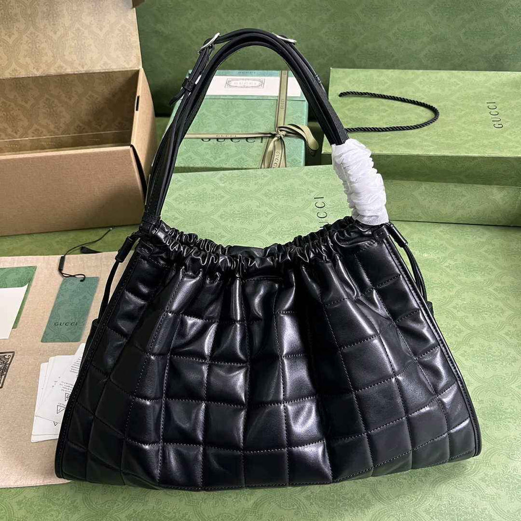 Gucci Deco medium tote bag in 746210 black leather