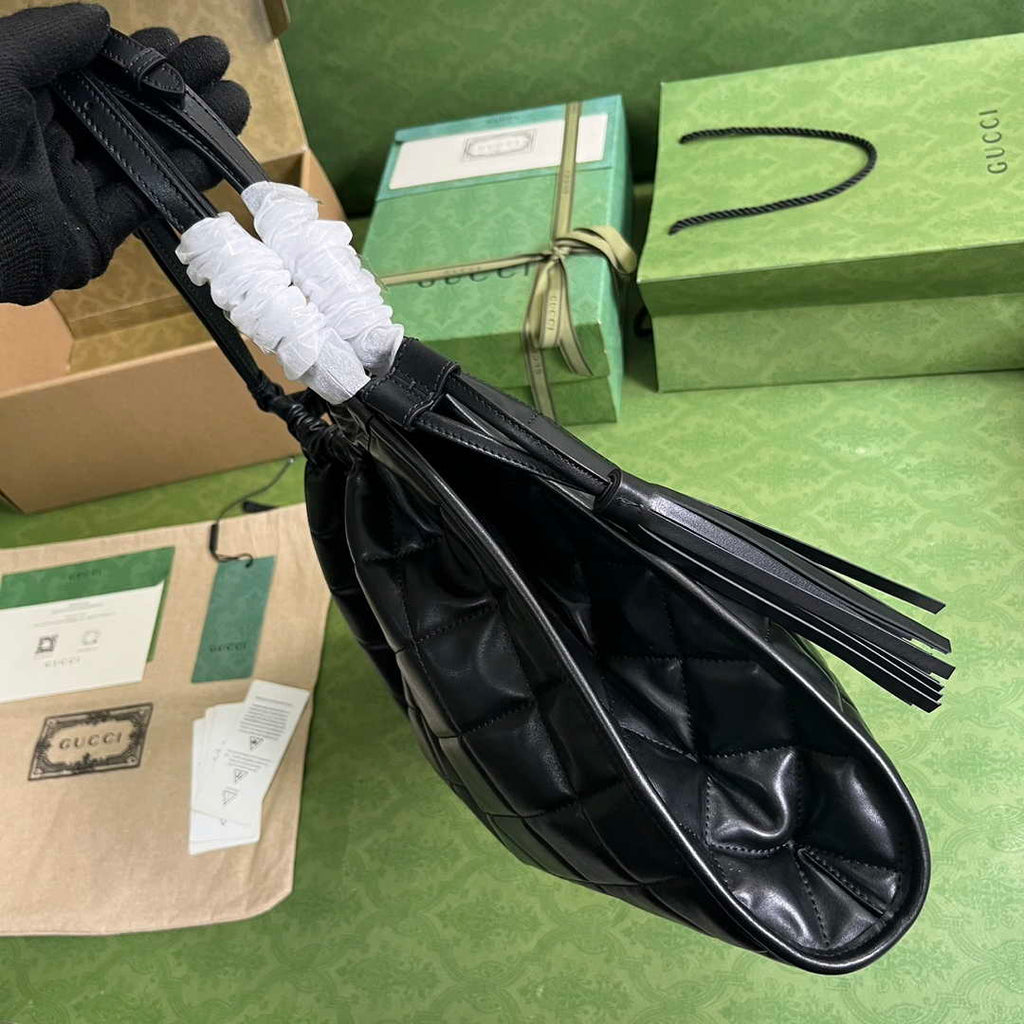 Gucci Deco medium tote bag in 746210 black leather