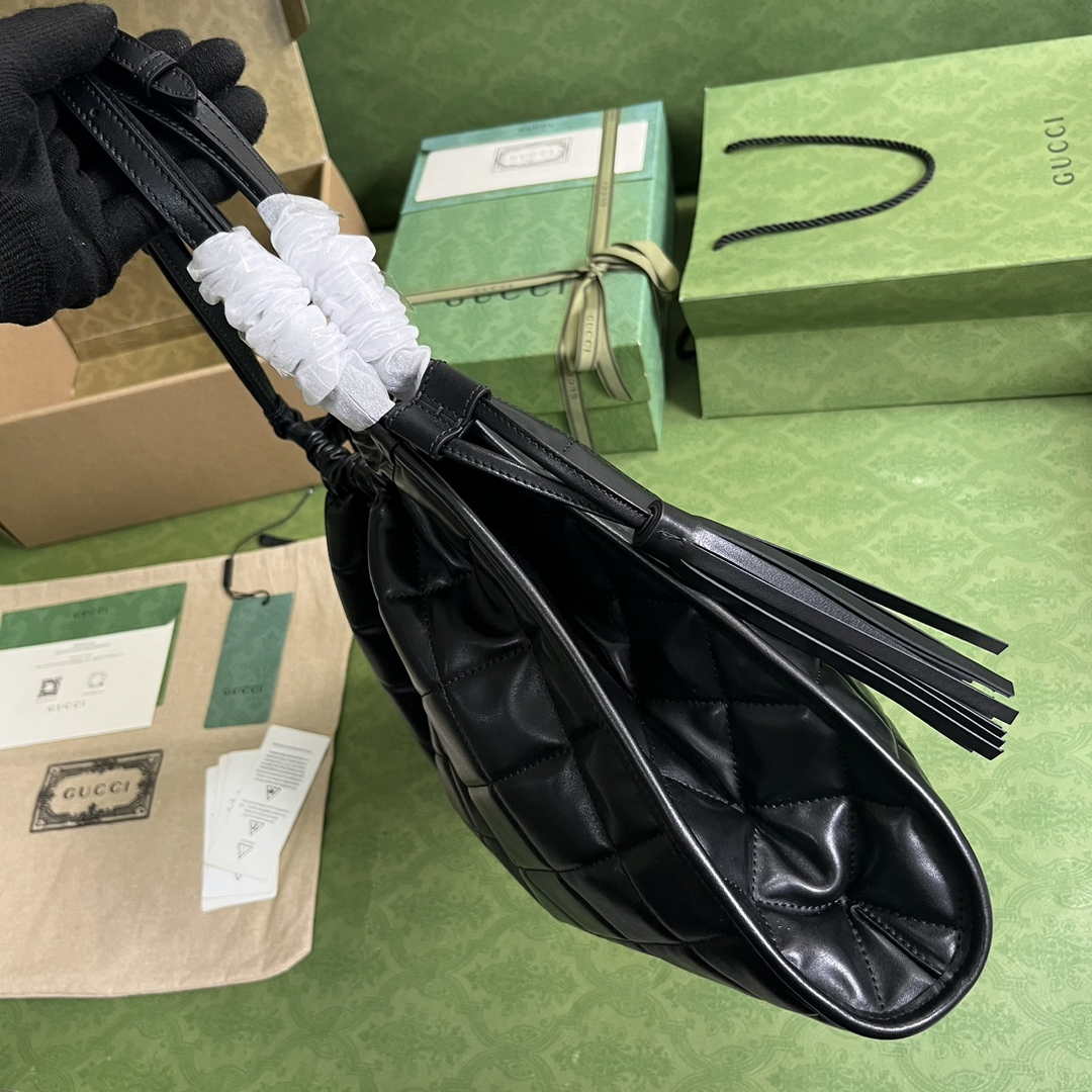 Gucci Deco medium tote bag in 746210 black leather