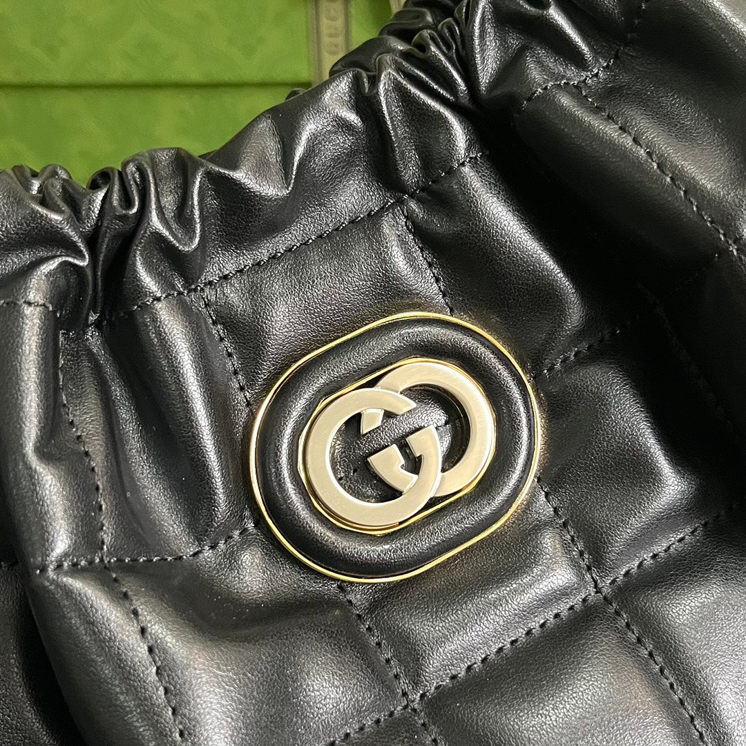 Gucci Deco medium tote bag in 746210 black leather