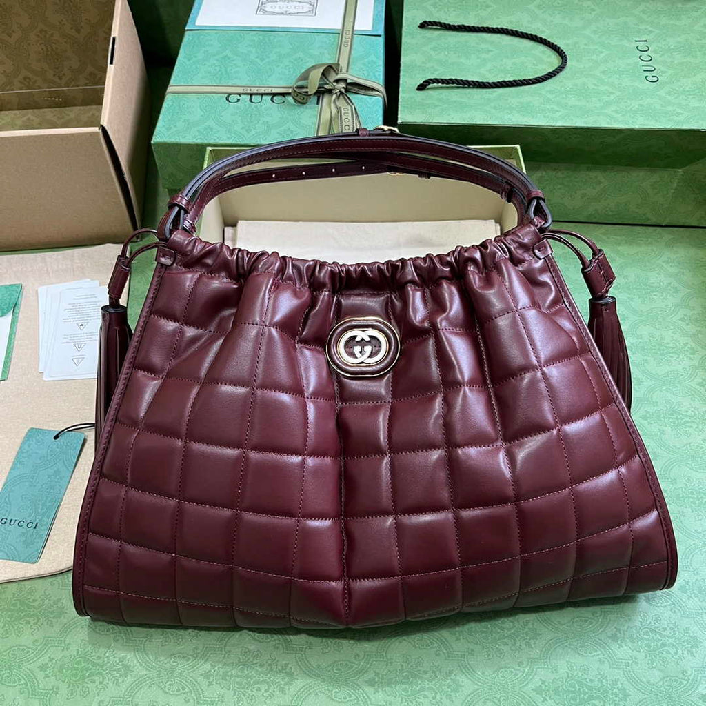 Gucci Deco medium tote bag in red leather 746210