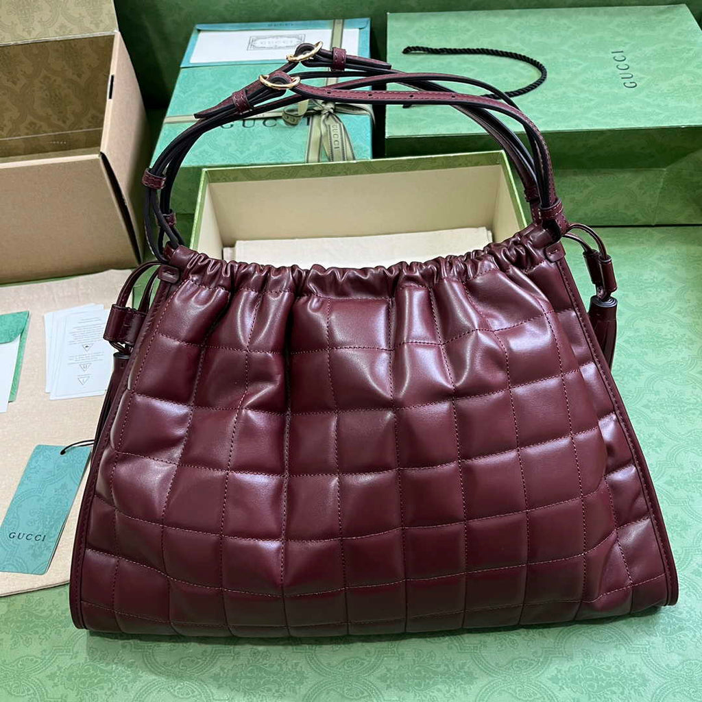 Gucci Deco medium tote bag in red leather 746210