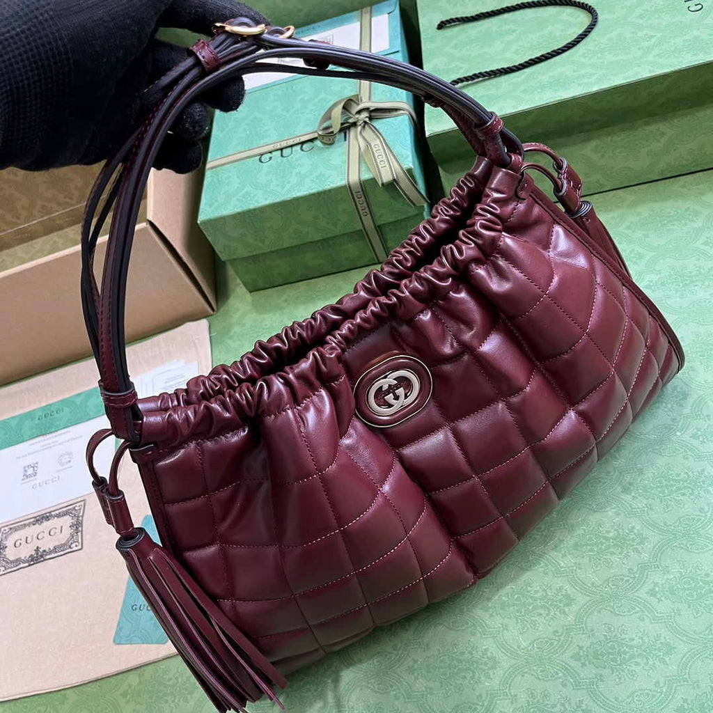 Gucci Deco medium tote bag in red leather 746210