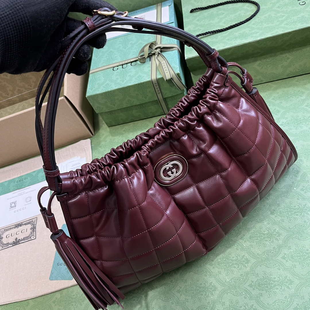 Gucci Deco medium tote bag in red leather 746210