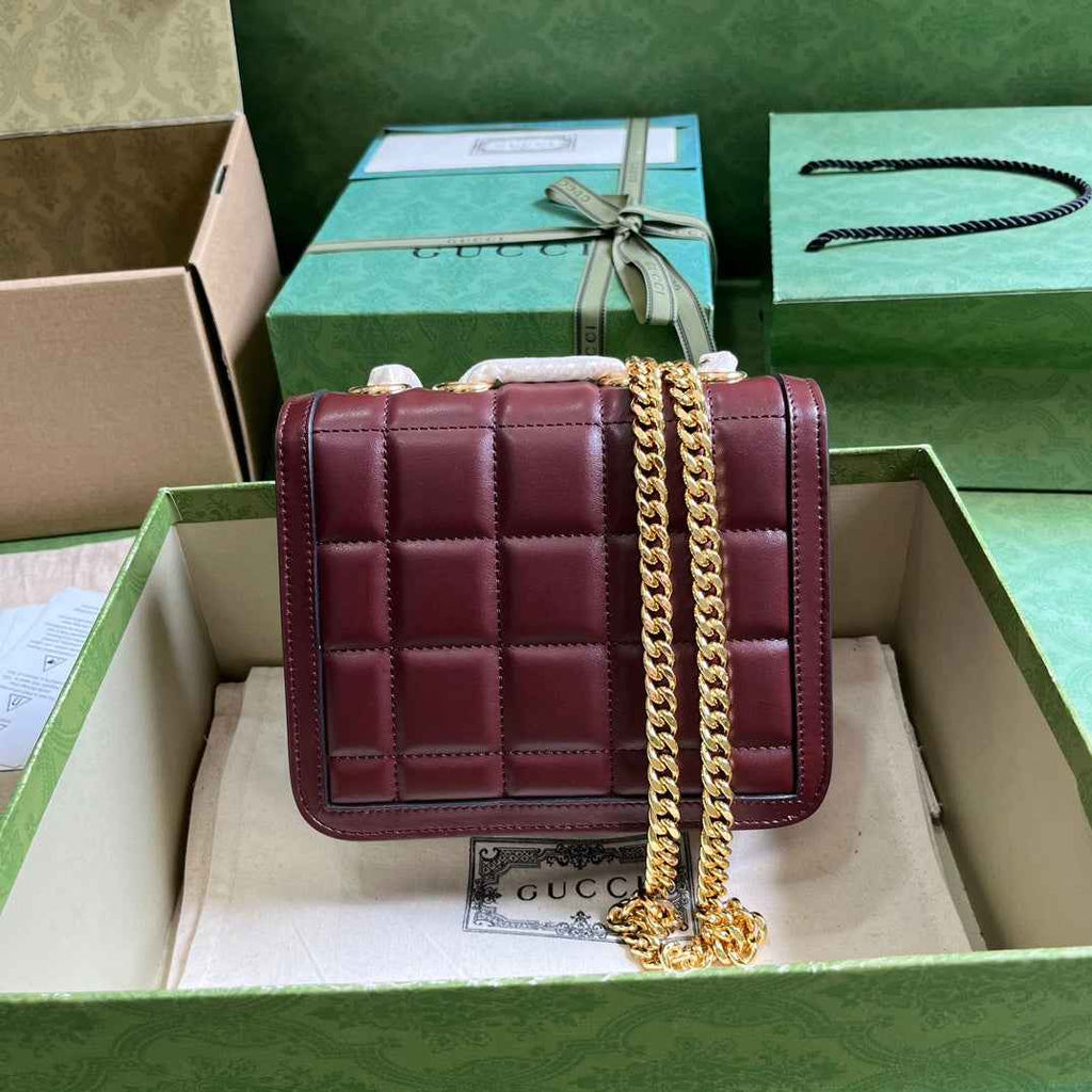 Gucci Deco mini shoulder bag in dark red leather 741457