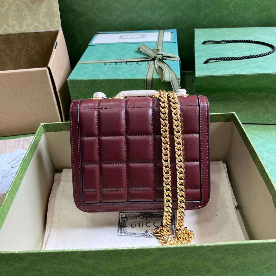 Gucci Deco mini shoulder bag in dark red leather 741457