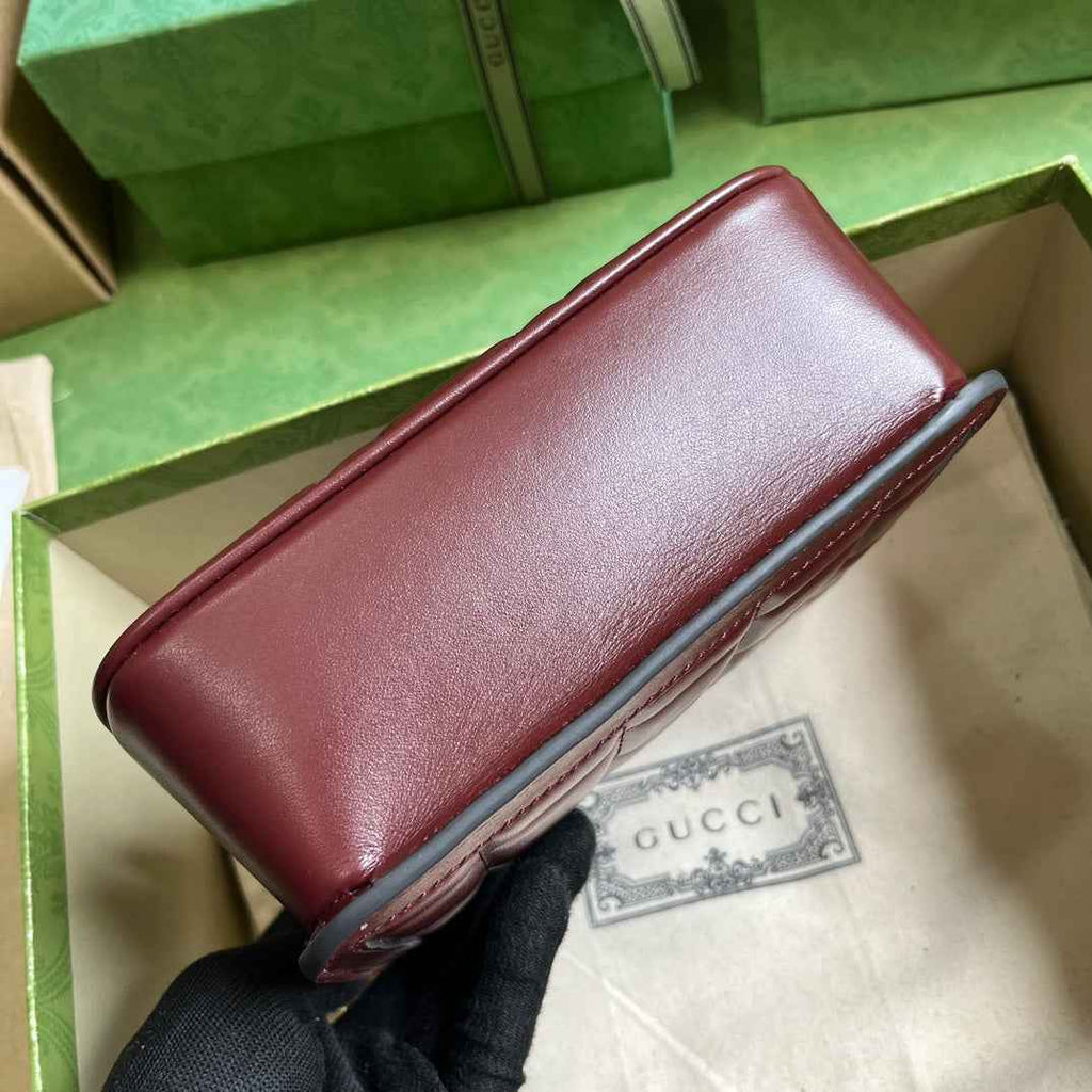 Gucci Deco mini shoulder bag in dark red leather 741457