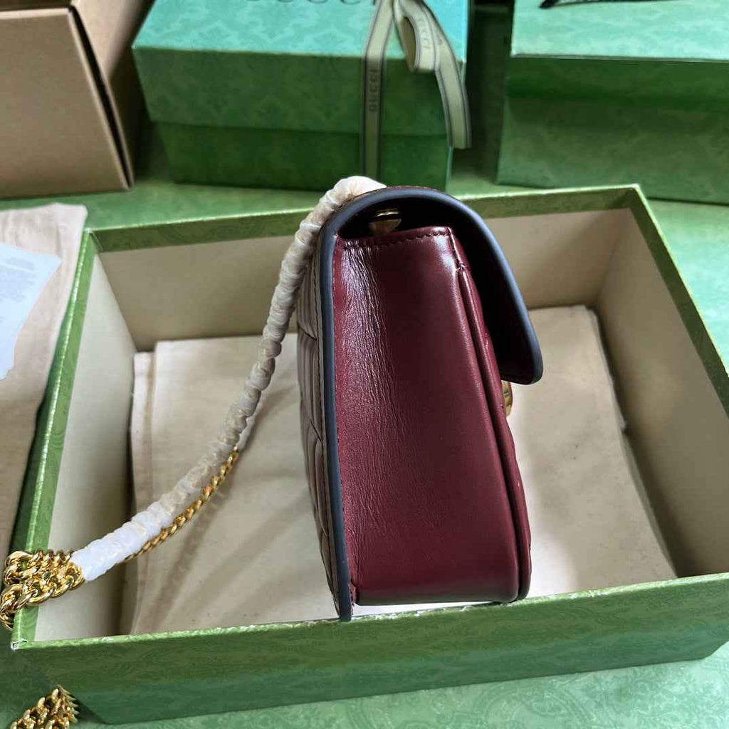 Gucci Deco mini shoulder bag in dark red leather 741457