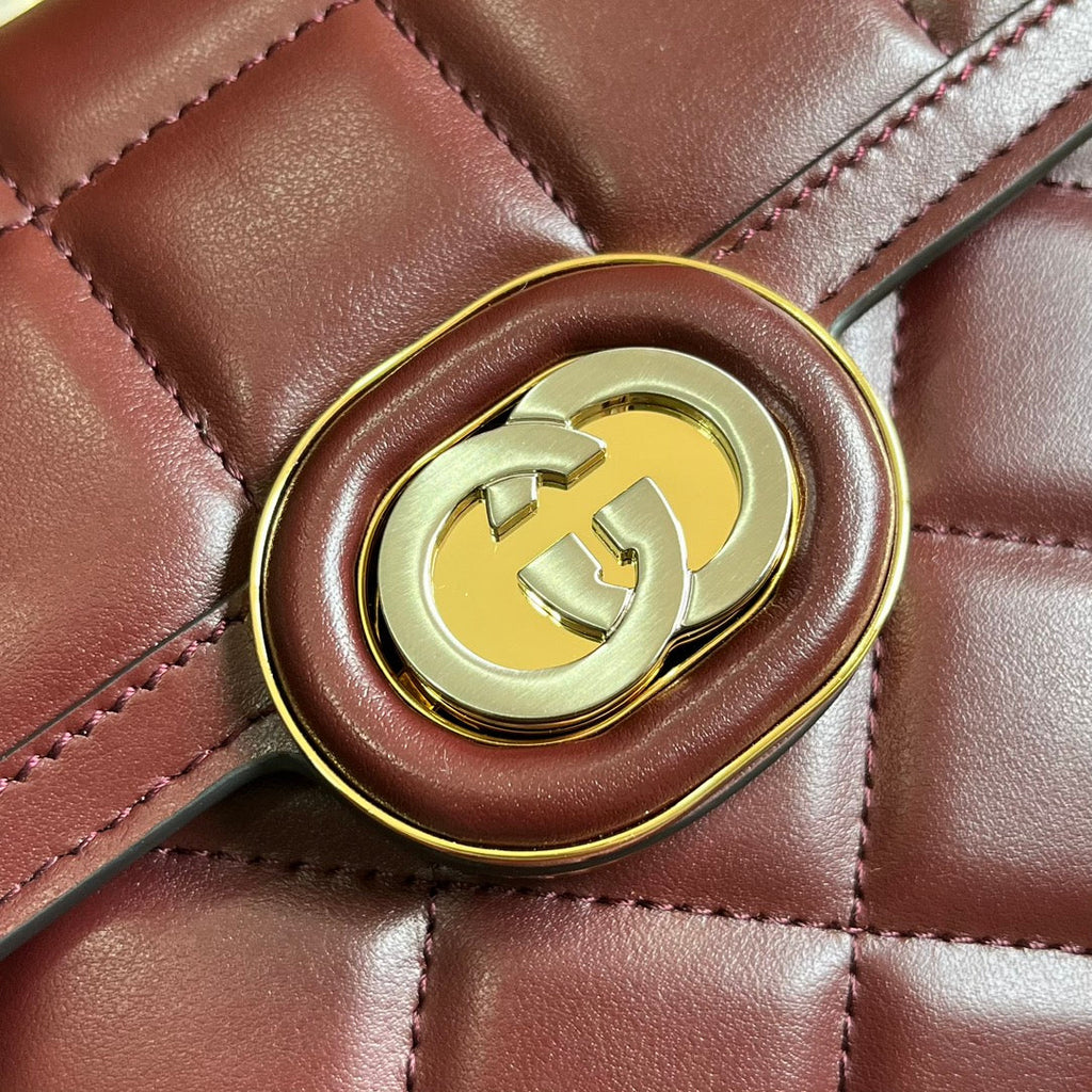 Gucci Deco mini shoulder bag in dark red leather 741457