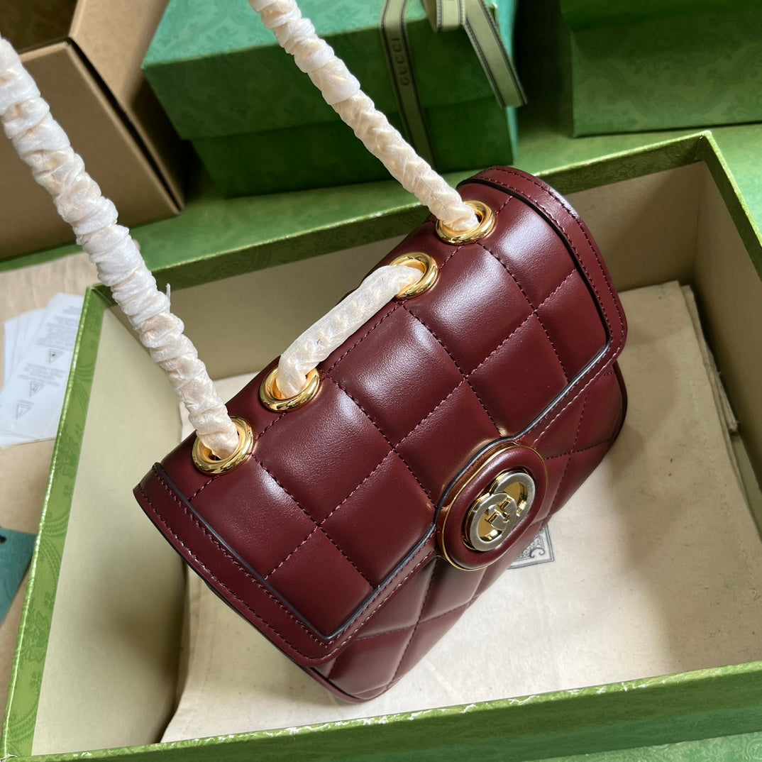 Gucci Deco mini shoulder bag in dark red leather 741457