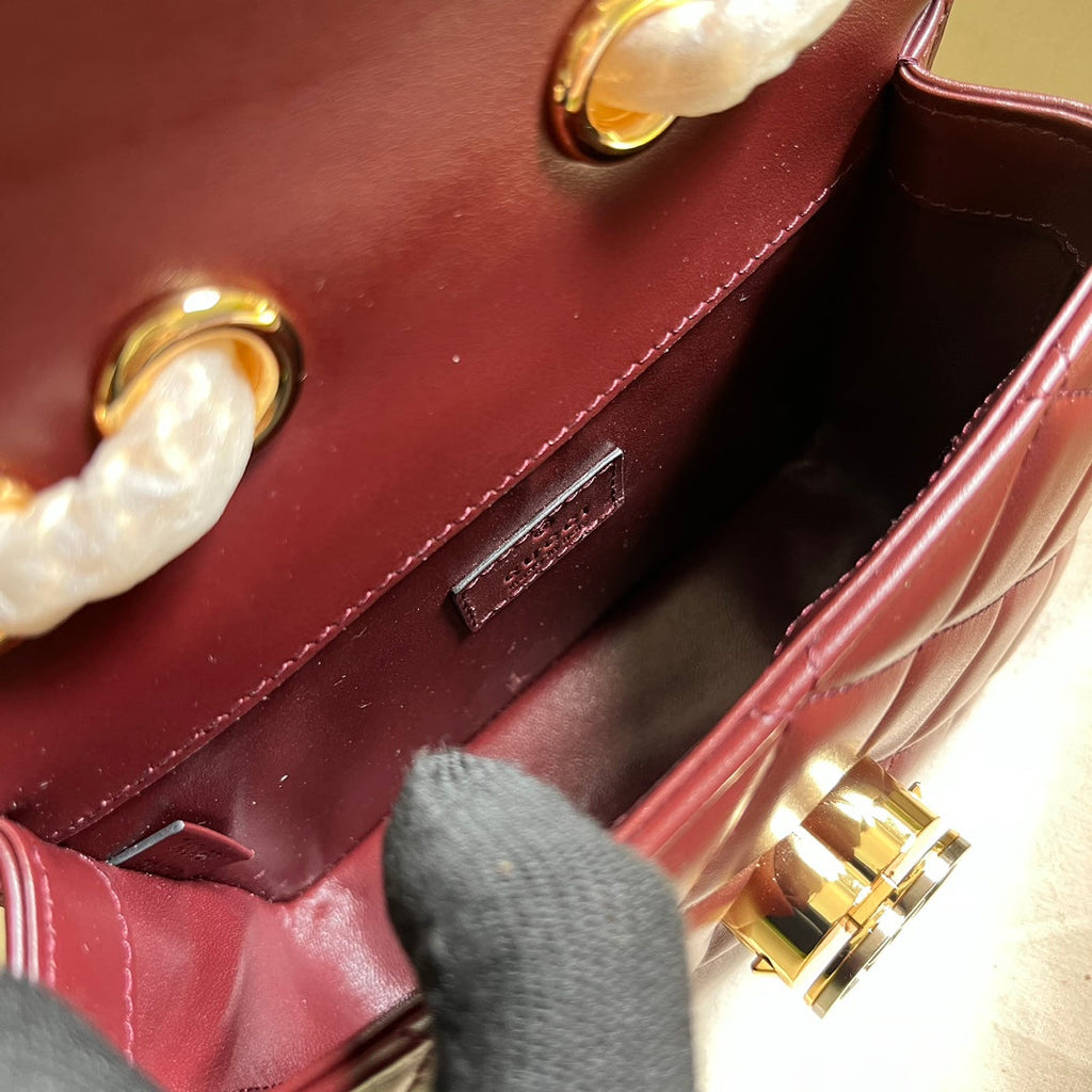 Gucci Deco mini shoulder bag in dark red leather 741457