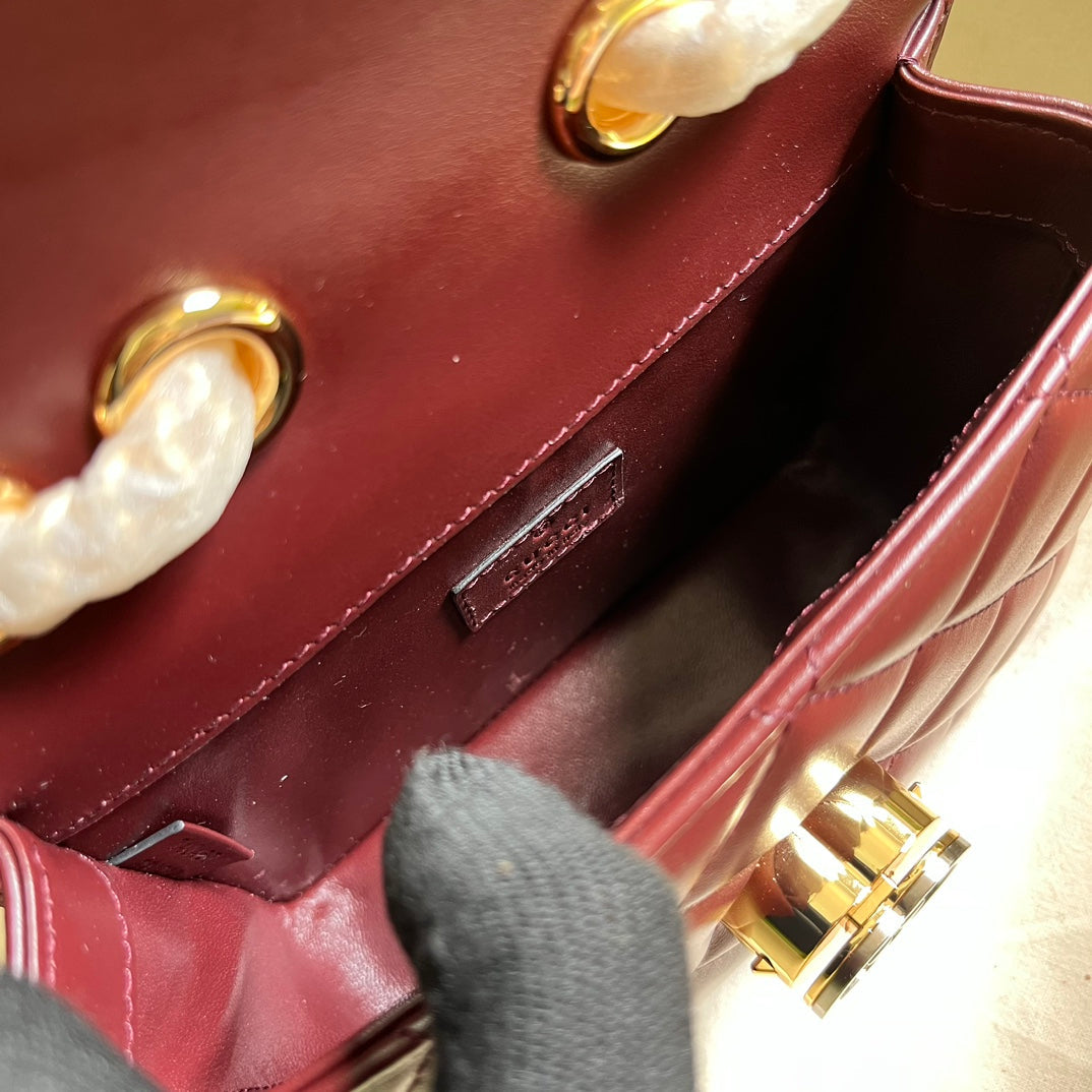 Gucci Deco mini shoulder bag in dark red leather 741457