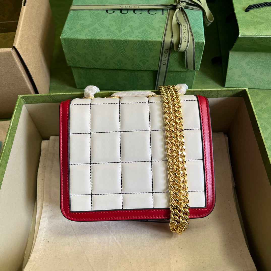 Gucci Deco mini shoulder bag in black white leather 741457