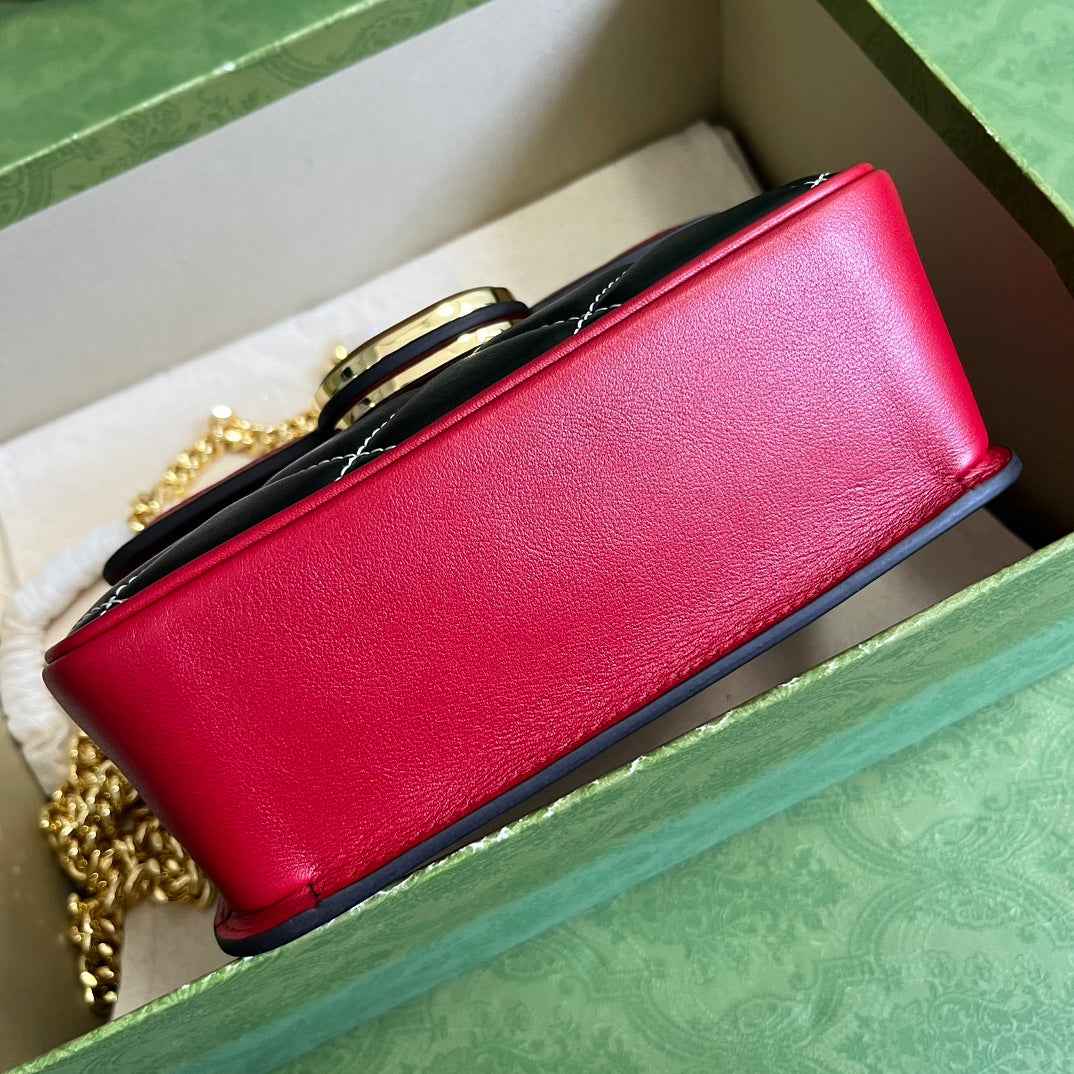 Gucci Deco mini shoulder bag in black white leather 741457