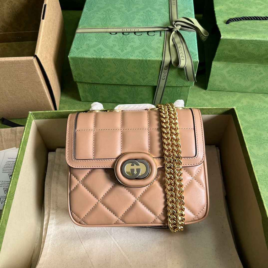 Gucci Deco mini shoulder bag in rose beige leather 741457