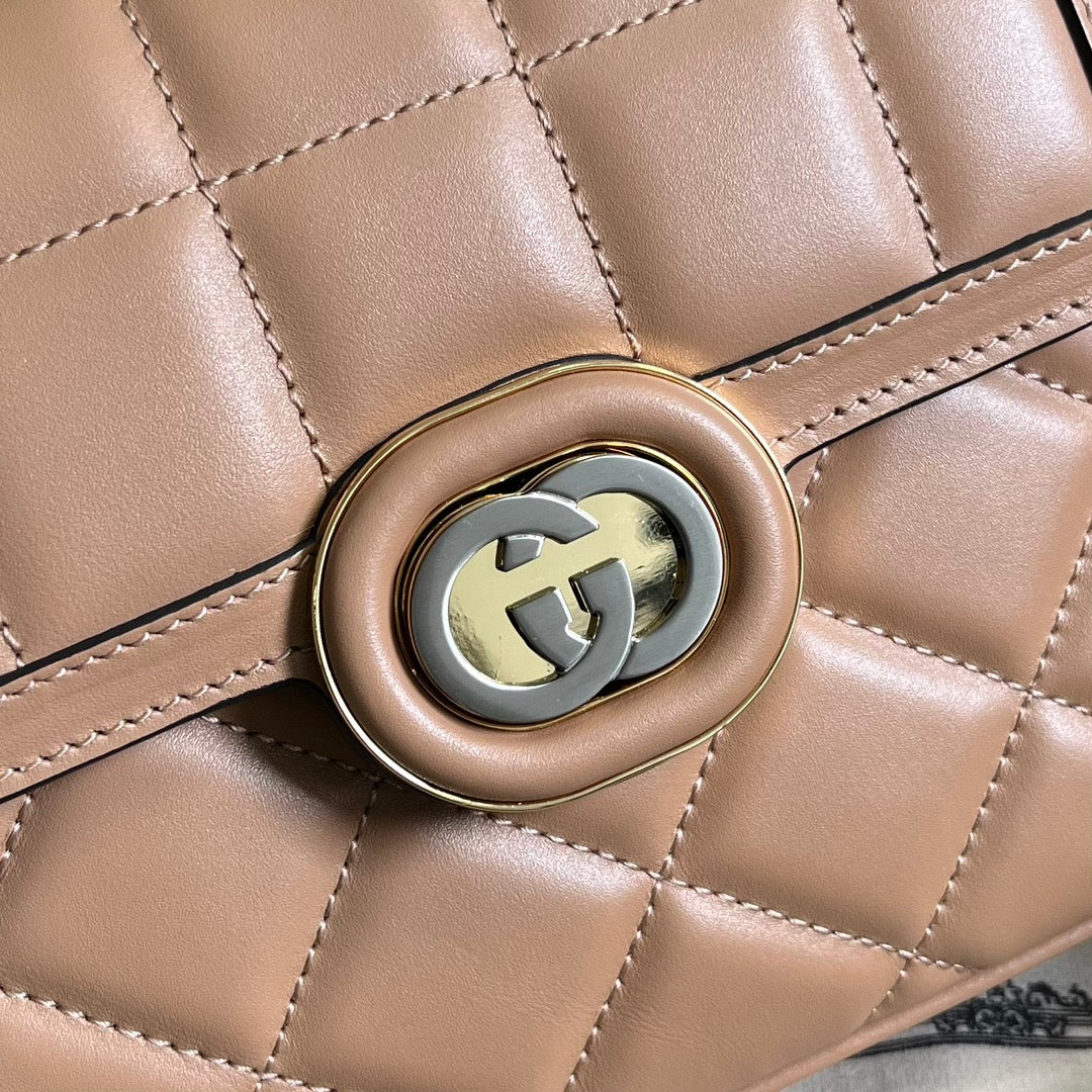 Gucci Deco mini shoulder bag in rose beige leather 741457