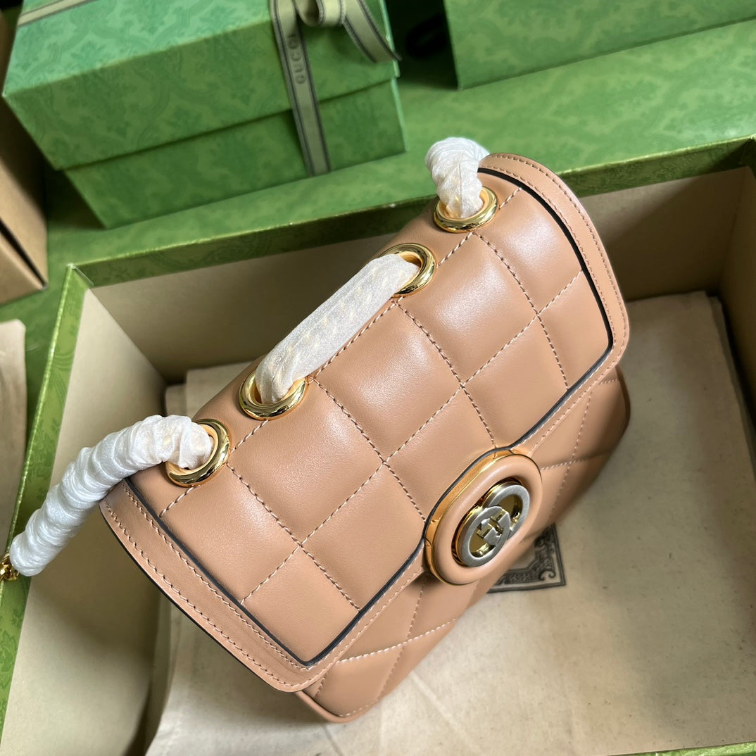 Gucci Deco mini shoulder bag in rose beige leather 741457