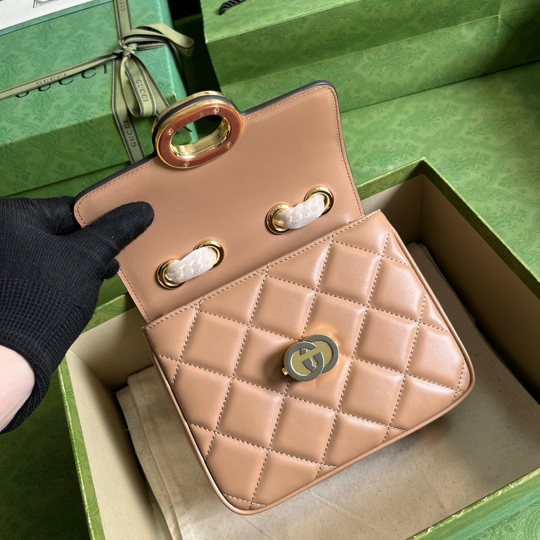 Gucci Deco mini shoulder bag in rose beige leather 741457