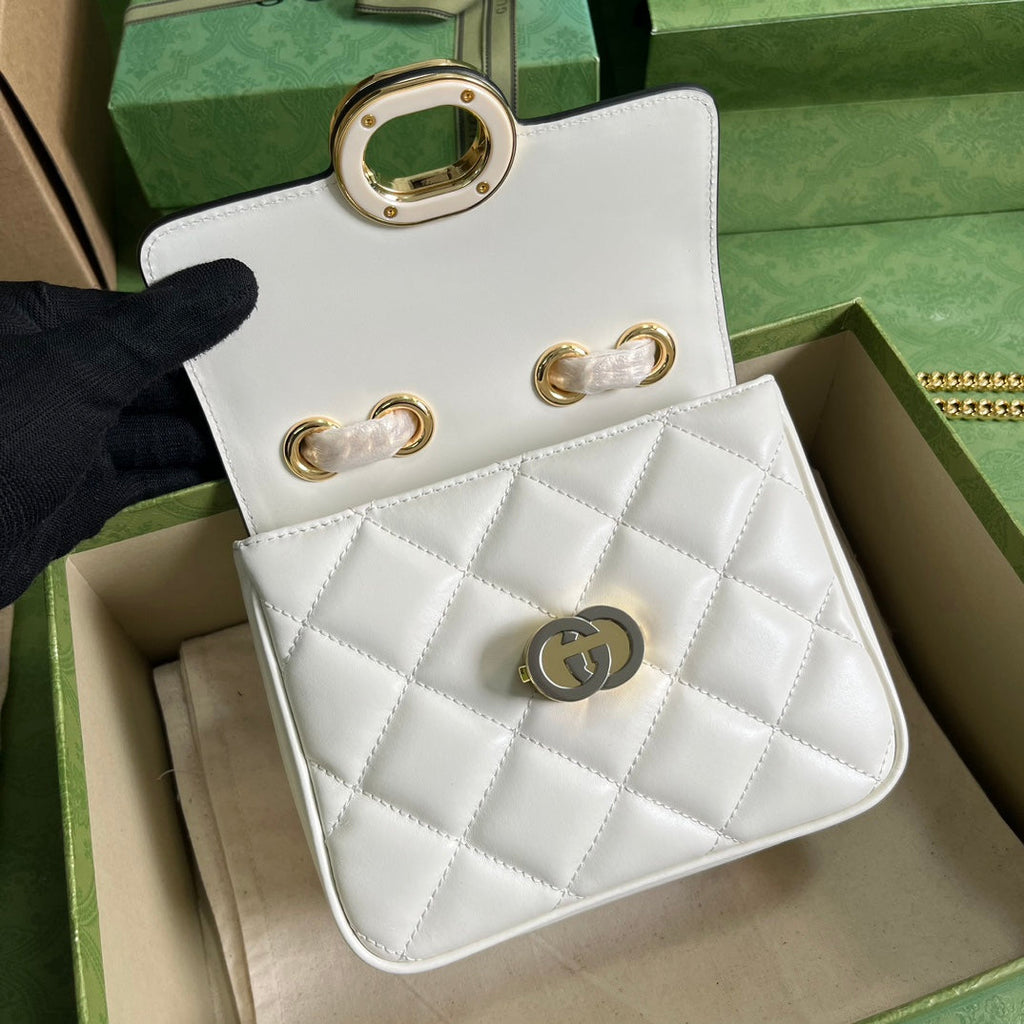 Gucci Deco mini shoulder bag in beige leather 741457