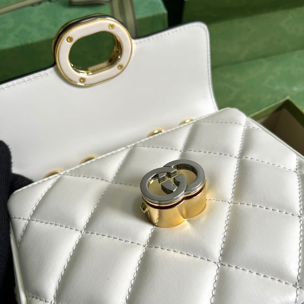 Gucci Deco mini shoulder bag in beige leather 741457
