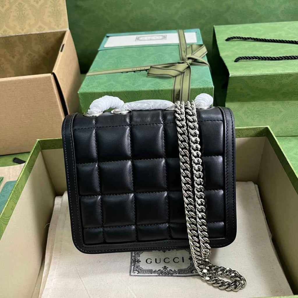 Gucci Deco mini shoulder bag in black leather 741457