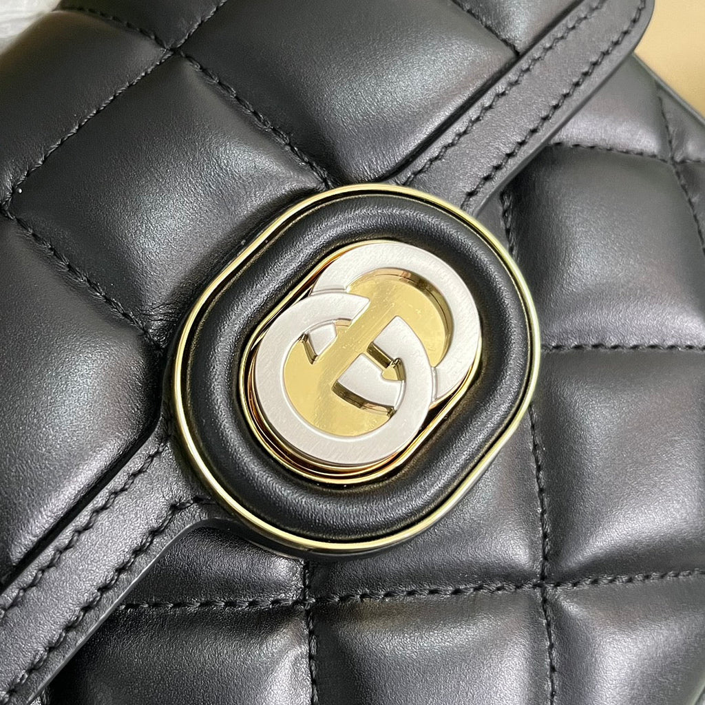 Gucci Deco mini shoulder bag in black leather 741457